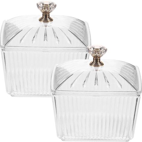 Lot de 2 bocaux à bonbons avec couvercle, pour sucre, biscuits ou autres gourmandises.
