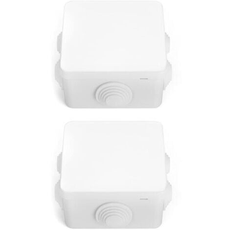 Lot de 2 Boite de derivation, IP65 en plastique ABS, etanche exterieur, Blanc, 85 x 85 x 50 mm