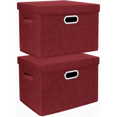 Lot de 2 Boîte de rangement, Tissu pliable, Couvercle inclus, Polyester robuste, 44x30x29 cm, Pour maison et bureau
