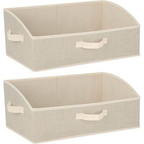 Lot de 2 Boîte de Rangement, Tissu Polyester, 28L, Poignées Renforcées, Pliable, Pour Armoire