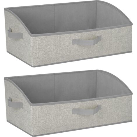 Lot de 2 Boîte de Rangement, Tissu Polyester, 28L, Poignées Renforcées, Pliable, Pour Armoire