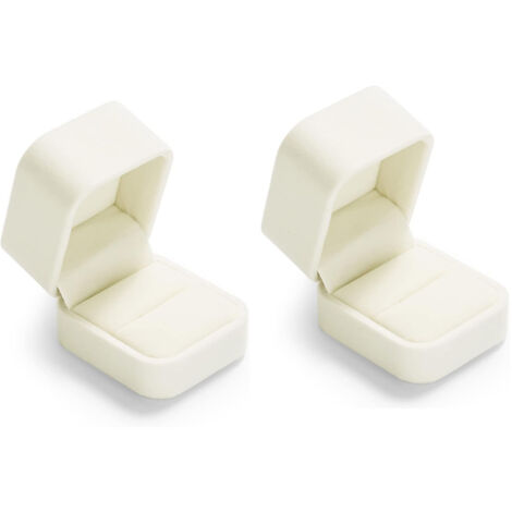 Lot de 2 boîtes à bijoux en velours blanc, coffrets pour bagues, toucher doux et élégant