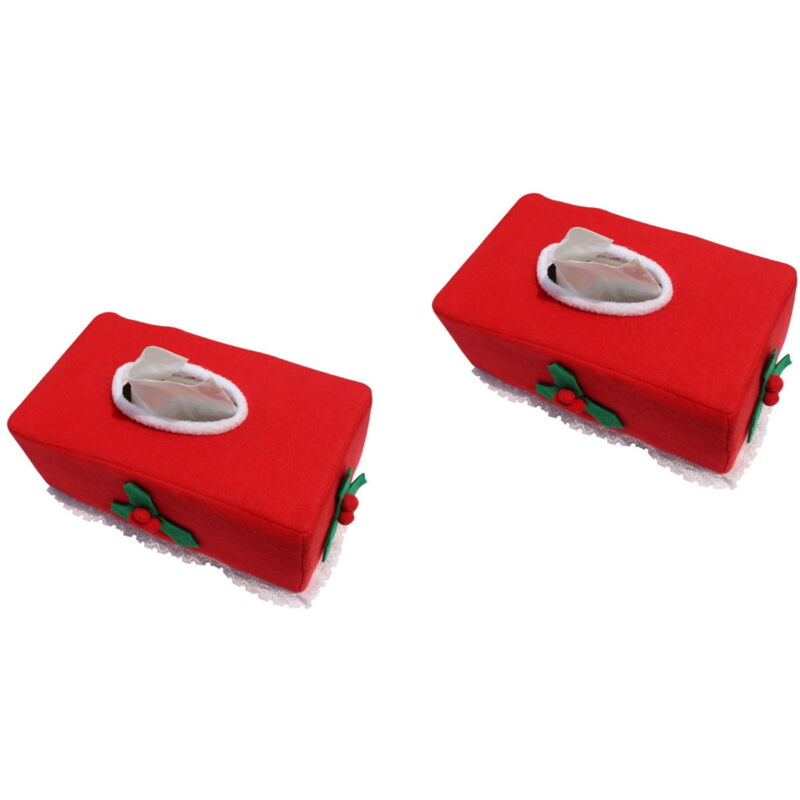 Lot de 2 boîtes à mouchoirs de Noël, support de boîte à mouchoirs de Noël, décoration de la Nativité, support de mouchoirs de Noël