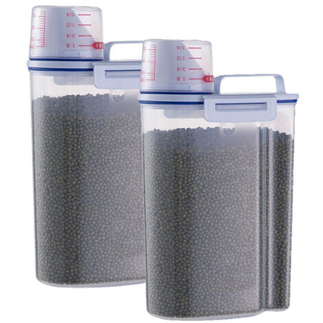 Lot de 2 Boîtes à Riz Hermétiques avec Bec Verseur, Distributeur Alimentaire avec Verre Doseur, Rangement Céréales et Farine pour Placard