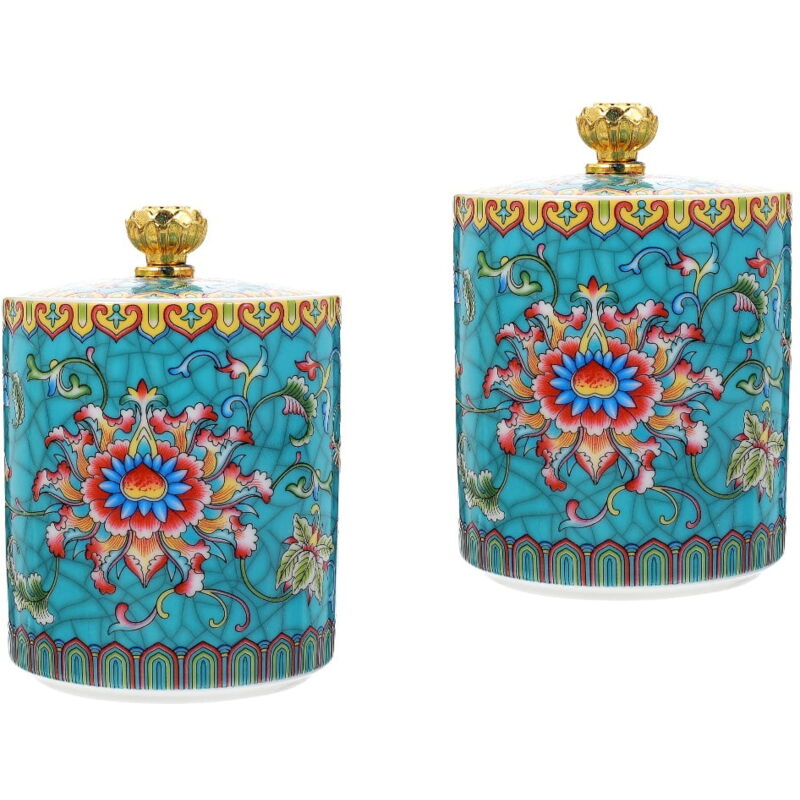 Feiyue - Lot de 2 boîtes à thé vintage en céramique pour le stockage du thé