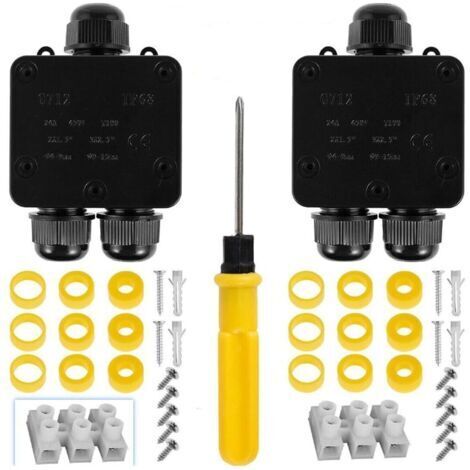 Lot de 2 boîtes de jonction étanches IP68 pour câbles électriques extérieurs  connecteurs de câbles électriques extérieurs à 2 voies.