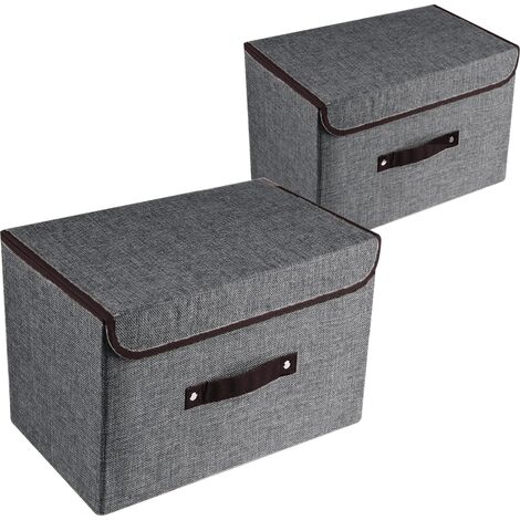 Lot De 2 Boîtes De Rangement Avec Couvercle Et Poignée, Boîte De Rangement Pliable En Forme De Cube, Boîte De Rangement Multifonctionnelle