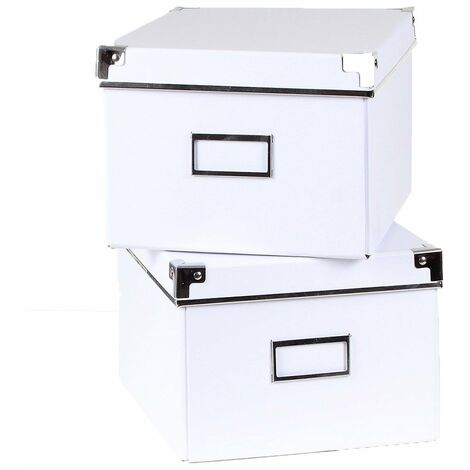 Lot de 2 boîtes de rangement carton blanches - L21xP26xH15 cm - Casâme