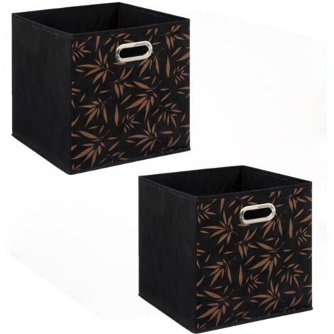 Lot de 2 boites de rangement cube en tissu à motif bambou MIX'N MODUL