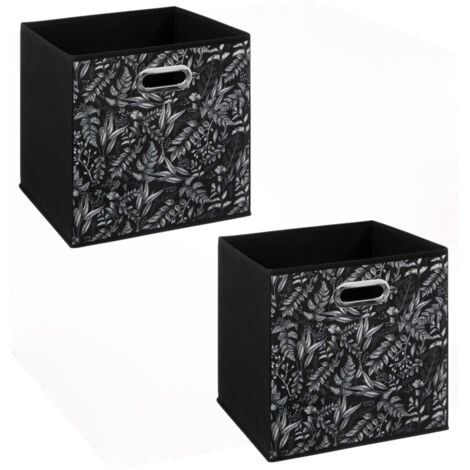 Lot de 2 boites de rangement cube en tissu à motif botanique MIX'N MODUL
