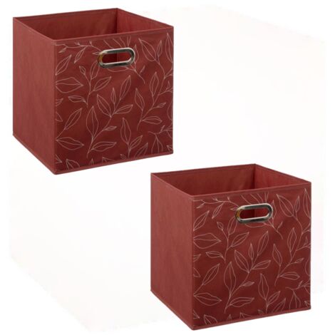 Lot de 2 boites de rangement cube en tissu à motif feuillage MIX'N MODUL