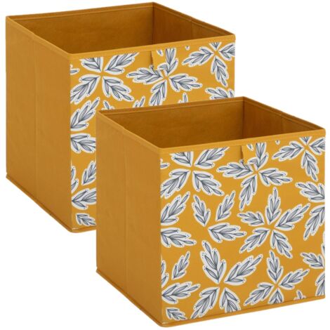 Lot de 2 boites de rangement cubes à motifs fleurs abstraits MIX'N MODUL