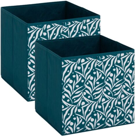 Lot de 2 boites de rangement cubes à motifs olivier MIX'N MODUL