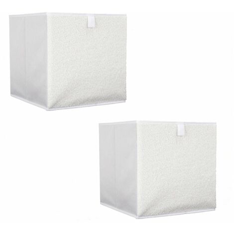 The Home Deco Factory – Lot de 2 cubes de rangement pliable en tissu bouclette 30x30cm – Pliable pour stockage compact – Beige – Idéal pour rangement jouets et linge