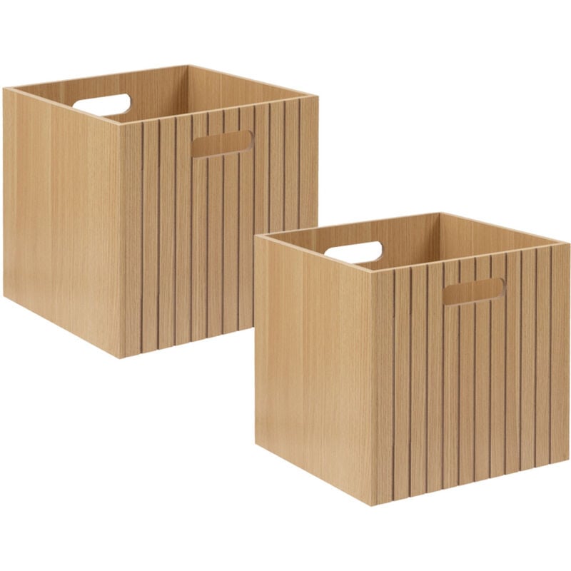 5five Simply Smart - Lot de 2 Boîtes de rangement en bois effet tasseau - Five