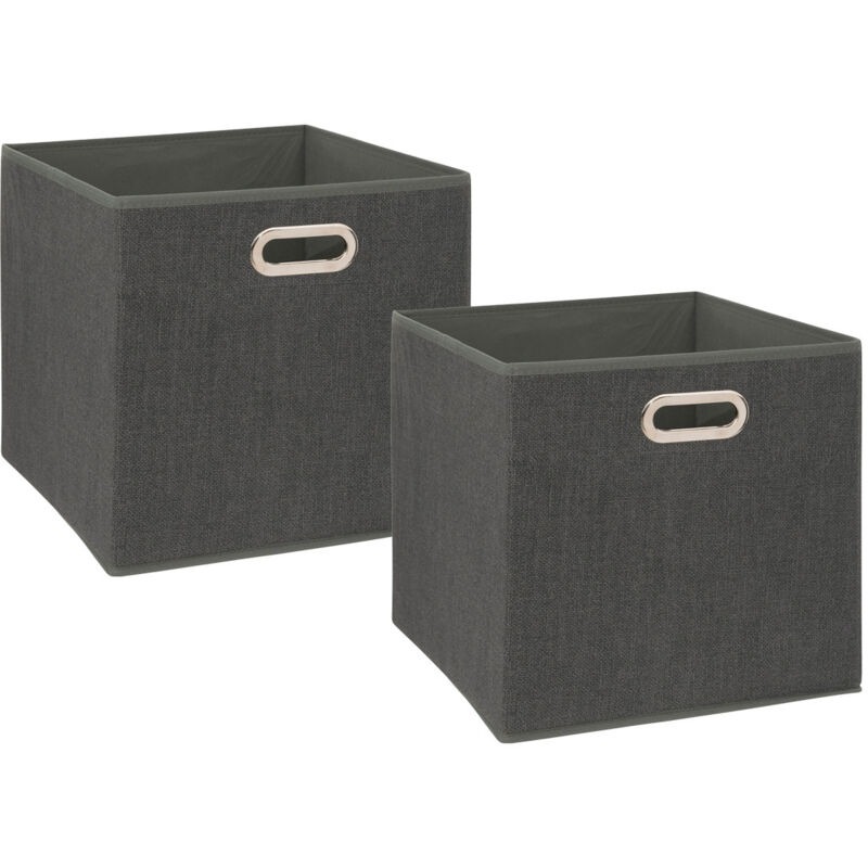 5five Simply Smart - Lot de 2 Boîtes de rangement Gris Foncé chiné 31 x 31 cm - Five