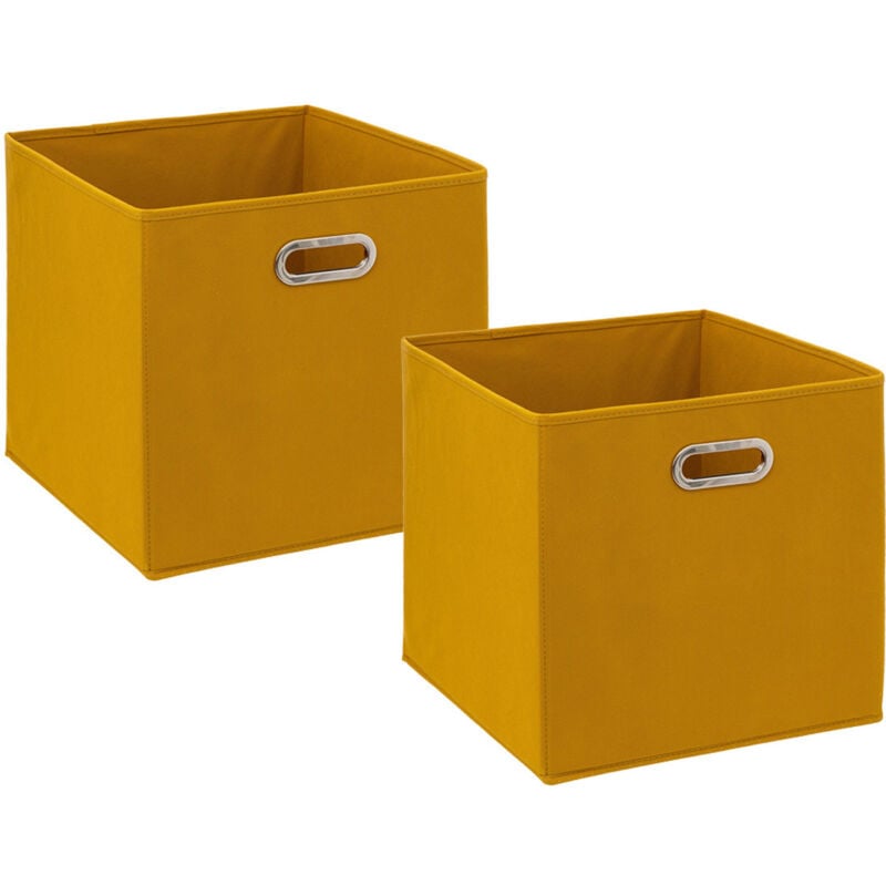 5five Simply Smart - Lot de 2 Boîtes de rangement Jaune moutarde 31 x 31 cm - Five