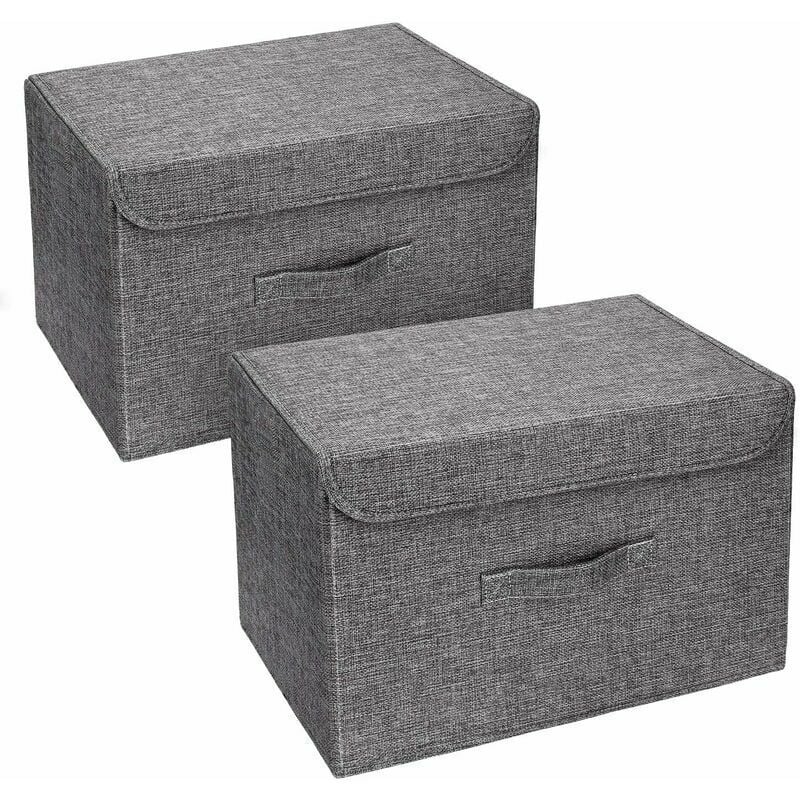 Gotrays - Lot de 2 Boites de Rangement Lavable, Rangement de Vetement Pliable pour Maison, Bureau, crèche, Placard, Chambre à Coucher (Gris)