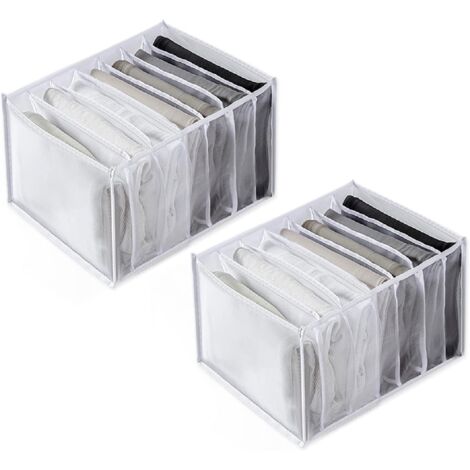 Lot de 2 boîtes de rangement pliables pour vêtements, jeans et pantalons.