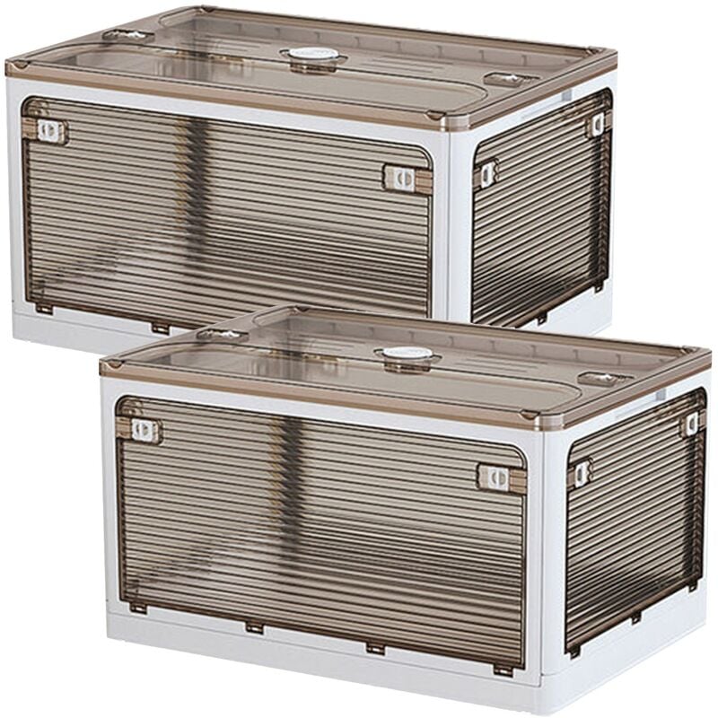 Lot de 2 boîtes de rangement pour le linge, 110 l (55x2), pliables, en plastique