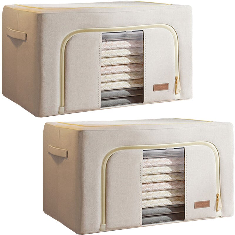 Joybos - Lot de 2 boîtes de rangement pour le linge, 48 l (24x2), pliables, matière textile