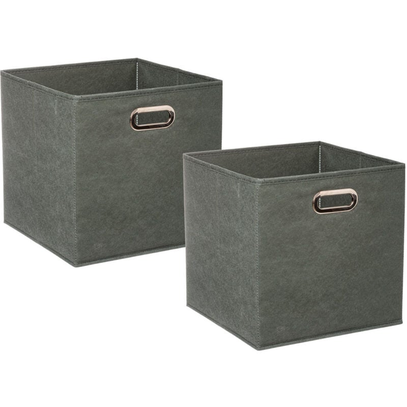 5five Simply Smart - Lot de 2 Boîtes de rangement Vert Kaki 31 x 31 cm - Five