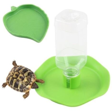 Lot de 2 Bols Abreuvoir Tortue, mangeoire automatisée + Bol de Nourriture, Bol d'eau pour Reptiles pour Tortues, LéZards,Hamsters