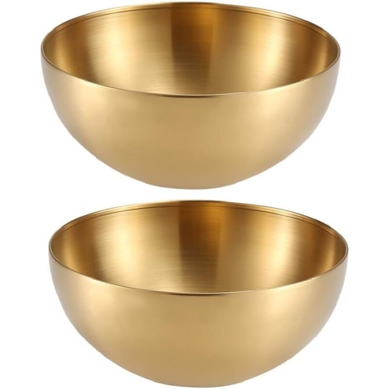 Lot de 2 bols service inox 3 L – Dorés, pour fruits, salade, pâtes, soupe
