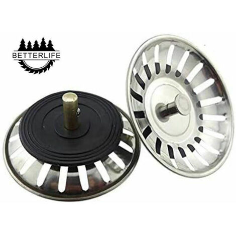 Lot de 2 bondes universelles à panier de 8 cm en acier inoxydable pour évier de cuisine et salle de bain KLB