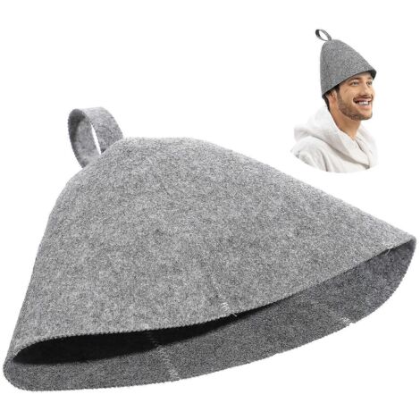 Lot de 2 bonnets de sauna en feutre épais et confortables, bonnets de bain et bonnets de douche légers - 32 x 24 x 0,5 cm - Gris