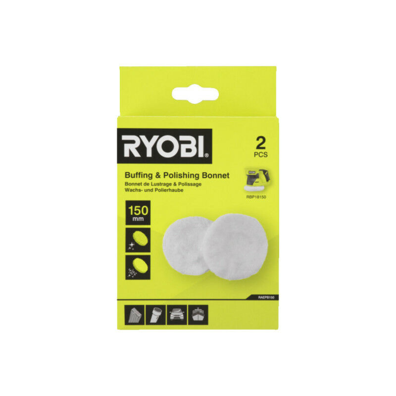 1 bonnet de polissage 150 mm et 1 bonnet en tissu éponge 150 mm RAEPB150