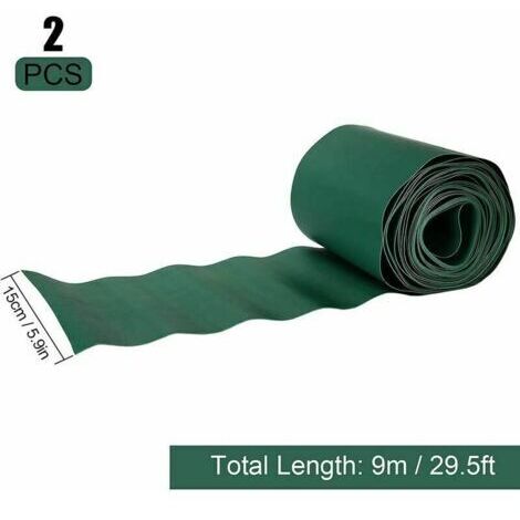 Lot de 2 bordures de jardin flexibles, 9 mètres x 15 centimètres, bordures de jardin en plastique, bordures de jardin extérieures en PVC - bordures de jardin flexibles vertes