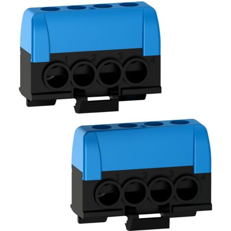 Lot de 2 borniers neutre 2 x bleu 4 trous 16mm2 RESI9 R9H13405N