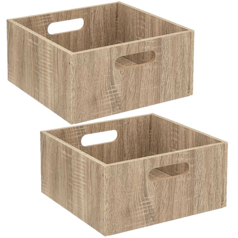 Lot de 2 Boîtes de rangement carrée en mdf