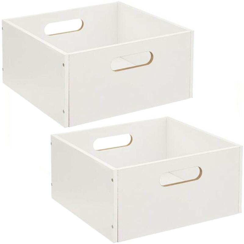 Lot de 2 Boîtes de rangement carrée en mdf