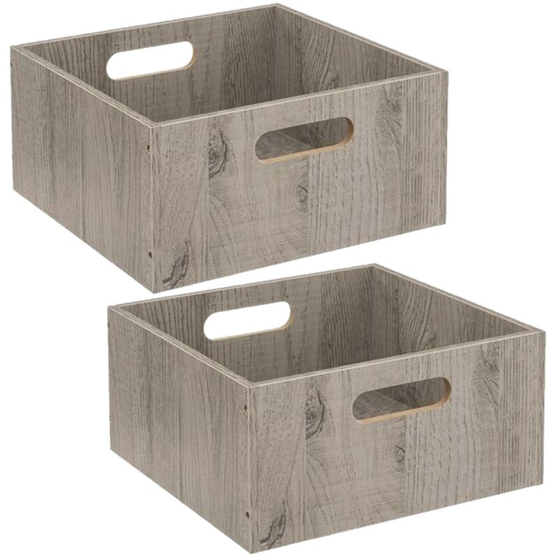 Lot de 2 Boîtes de rangement carrée en mdf