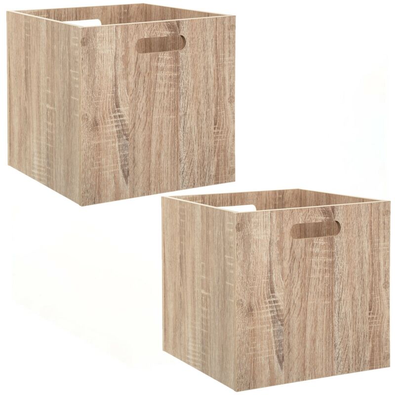 Lot de 2 Boîtes de rangement effet bois en MDF Mix n' modul