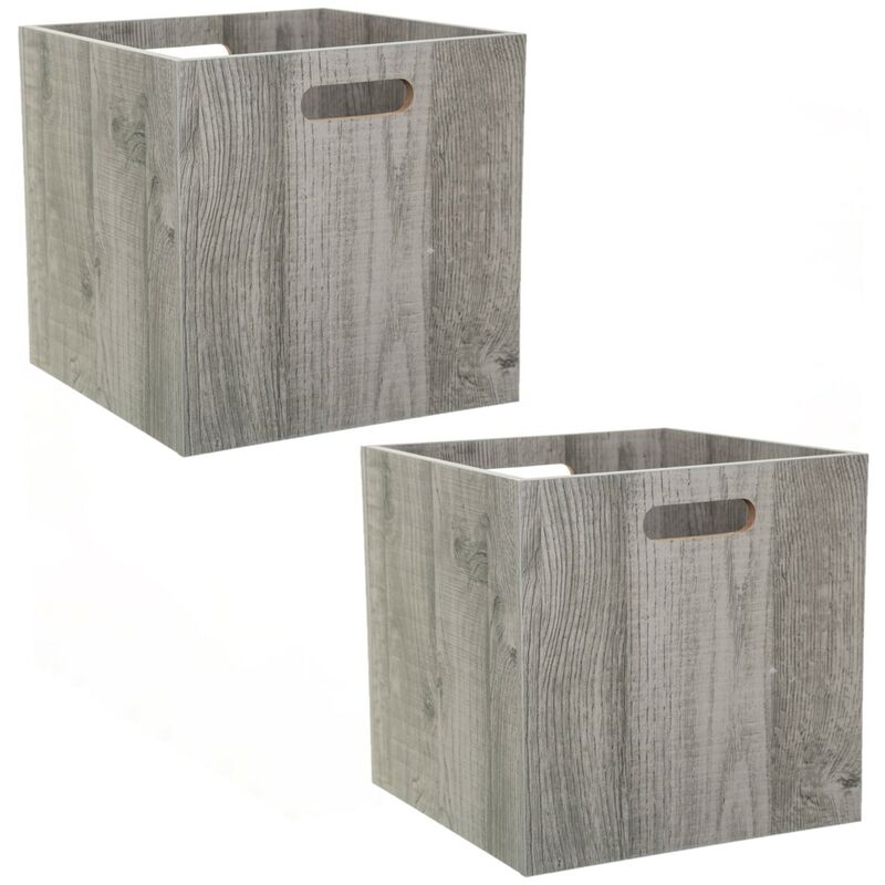 Lot de 2 Boîtes de rangement effet bois en mdf Mix n' modul