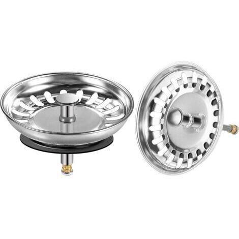 Lot de 2 Bouchon Evier Cuisine, 80mm Bonde Evier Cuisin en Inox, Antiblocage Filtre Evier Cuisine Broche Crépine d'Évier Vidange Rapide