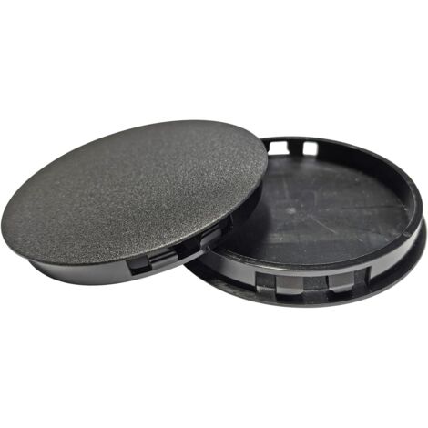 Lot de 2 Bouchons à Boutons en Plastique - 100 mm - Capuchons Ronds à Clipser pour Trou de Meubles - pour Armoire, Bureau, Table, Chaise, Armoire - Noir