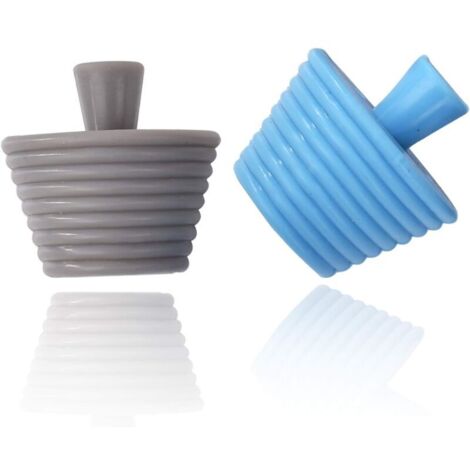 Lot de 2 bouchons de baignoire universels en silicone pour évier de cuisine, baignoire, évier, baignoire, baignoire, baignoire, baignoire (bleu gris)