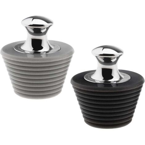 Lot de 2 bouchons de vidange pour baignoire, salle de bain, baignoire, gel de silice en acier inoxydable 304, noir et gris, gamme de 45 à 29 mm