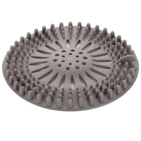 Lot de 2 bouchons de vidange rétractables en silicone gris, résistants aux cheveux, pour salle de bain/cuisine,