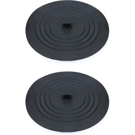 Lot De 2 Bouchons De Vidange Silicone Pour Évier Cuisine Et Baignoire 15 Cm Noir