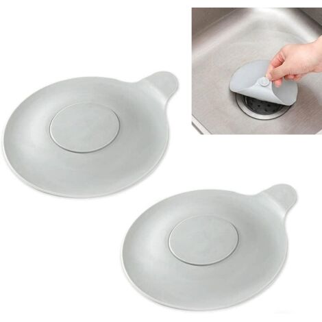 Lot de 2 bouchons de vidange universels en gel de silice pour évier de cuisine, baignoire, lavabo, gris
