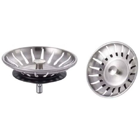 Lot de 2 bouchons d'évier de cuisine en acier inoxydable - Crépine universelle (diamètre : 78 mm). bouchon d'évier avec 18 emplacements. grille anti-obstruction. panier d'évier à vidange rapide