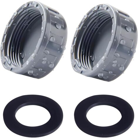 Lot de 2 Bouchons d'Obturation 32 mm avec Joints Caoutchouc. Pour Vidange de Machine à Laver et Évier, Étanche et Résistant. Pour Intérieur/Extérieur (Gris).