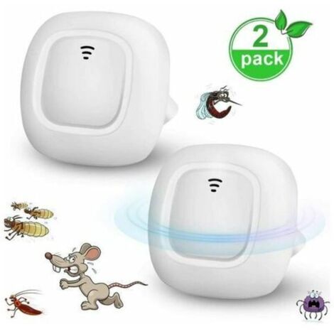 Lot de 2 bouchons ultrasoniques, anti-moustiques, anti-araignées, inodores et non toxiques, de couleur blanche.
