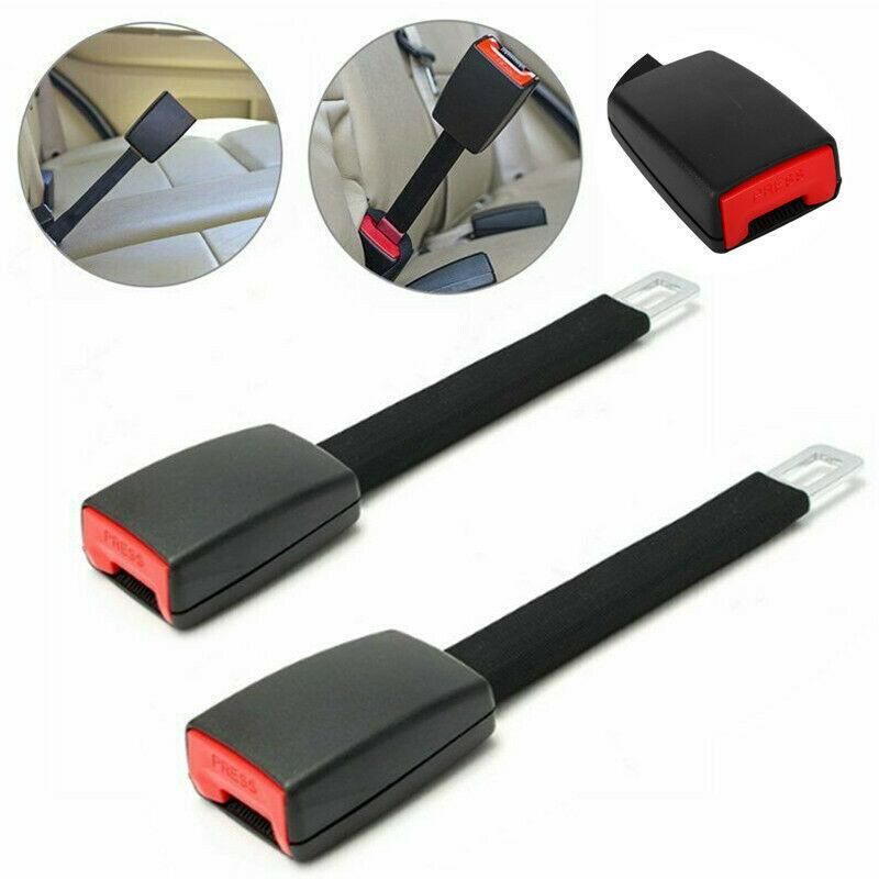 Linghhang - Lot de 2 boucles de ceinture de sécurité en acier argenté, rallonge universelle de 25 cm (pour languette de 20 à 22 mm), butée de