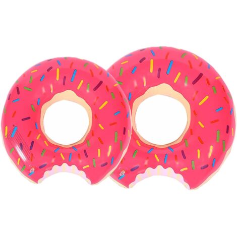 Lot de 2 bouées gonflables roses pour adultes et enfants, idéales pour l'été et les fêtes aquatiques (motif donut).